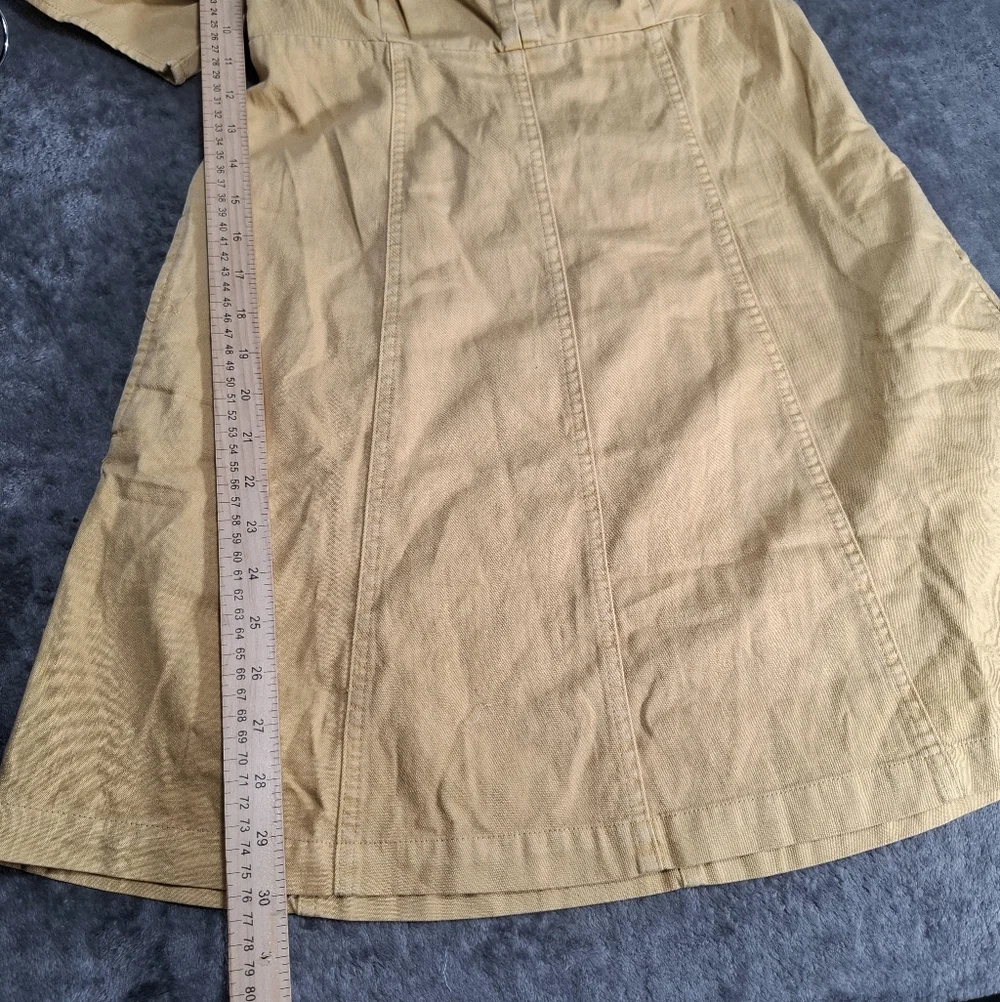 Free People Cheyenne Denim Mini Dress Babydoll Smocked Pockets Puffer Sleeve S